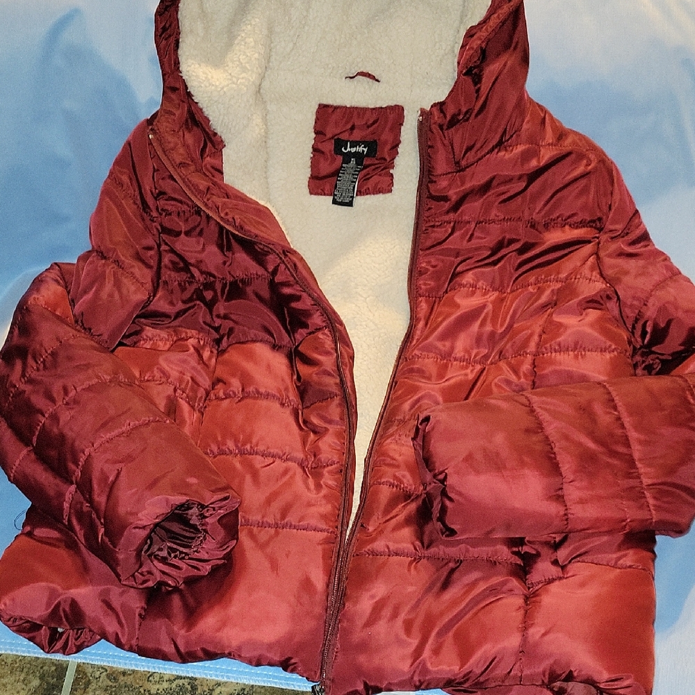 Jockey Girl's Burgundy Puffer Coat